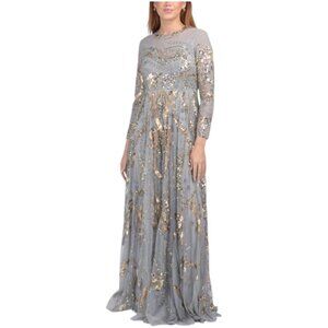 MAC DUGGAL Long Sleeve Embellished Illusion Gown